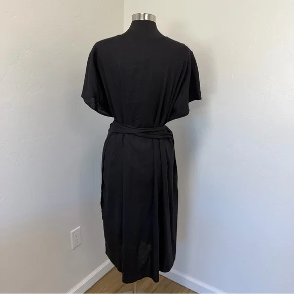 NWT Universal Standard Tulip Hem Linen Blend Black Wrap Dress Size 18-20 - Picture 8 of 13